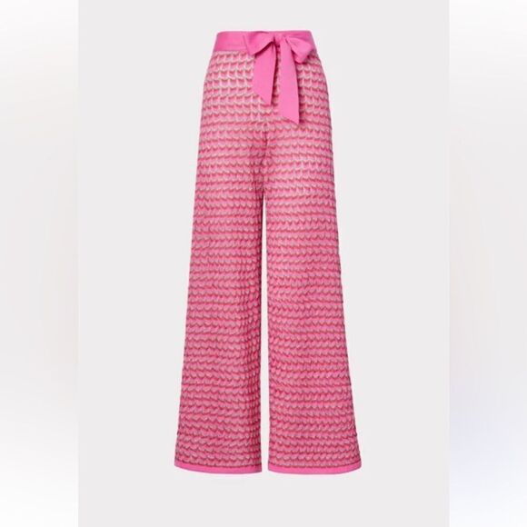- Milly Cabana pink knit wide leg pants w/belt Size M - Picture 1 of 7